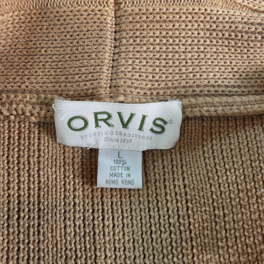 Orvis Vintage 90s Hawker Heavy Ribbed Knit Cardigan Sweater Elbow Patches Large - Picture 8 of 8